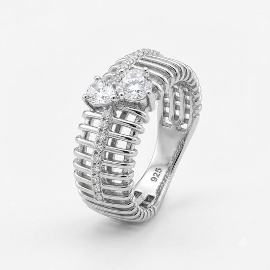 Silver Celestial Duet Ring
