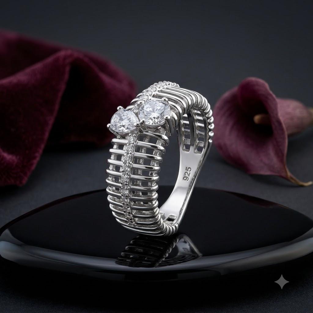 Silver Celestial Duet Ring