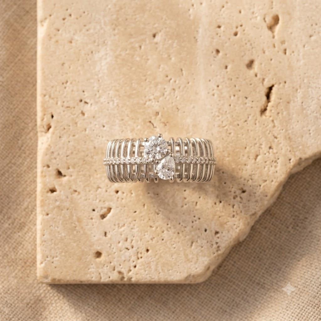 Silver Celestial Duet Ring