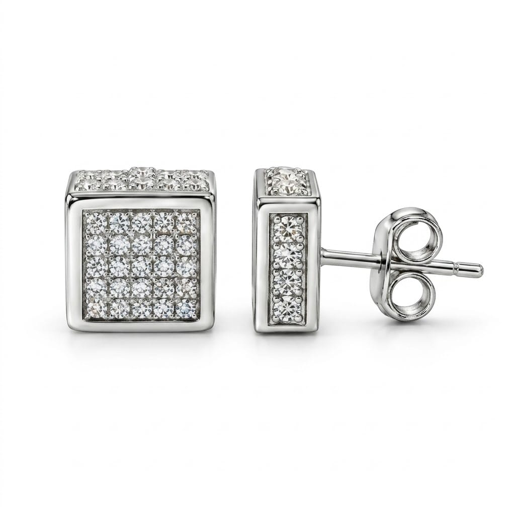 Aether Micro-Pave Cube Studs