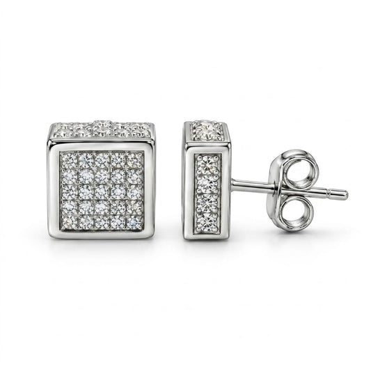 Aether Micro-Pave Cube Studs