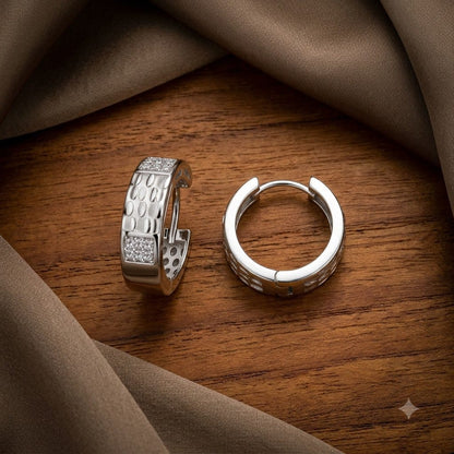 Oval-Textured Huggie Hoop