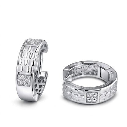 Oval-Textured Huggie Hoop