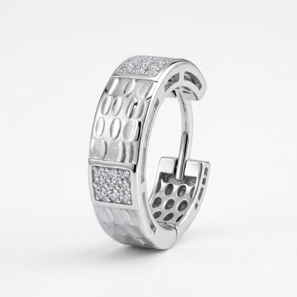 Oval-Textured Huggie Hoop