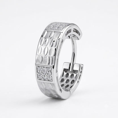 Oval-Textured Huggie Hoop