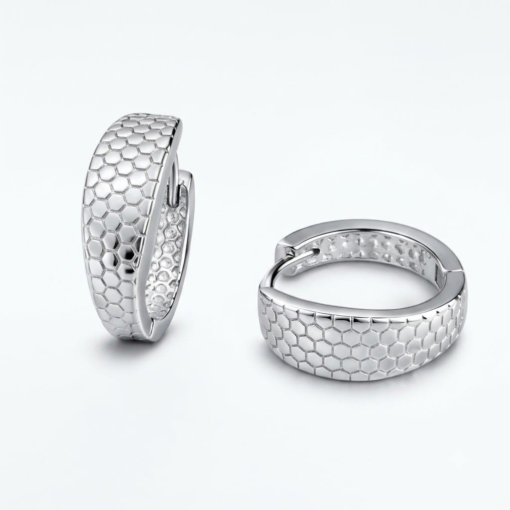 Honeycomb Textured Huggie Hoop