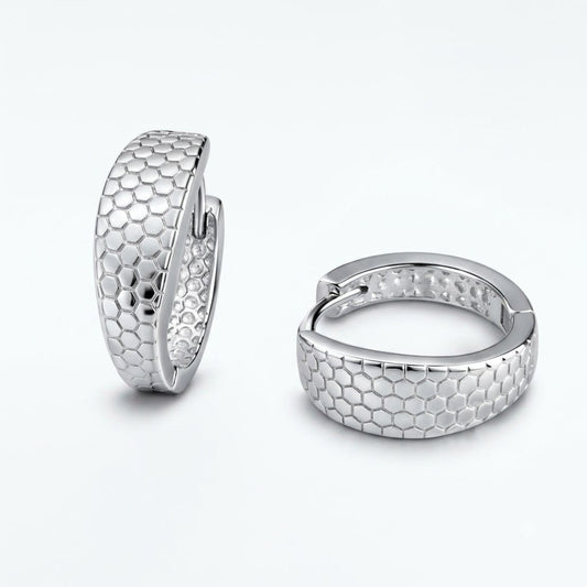 Honeycomb Textured Huggie Hoop