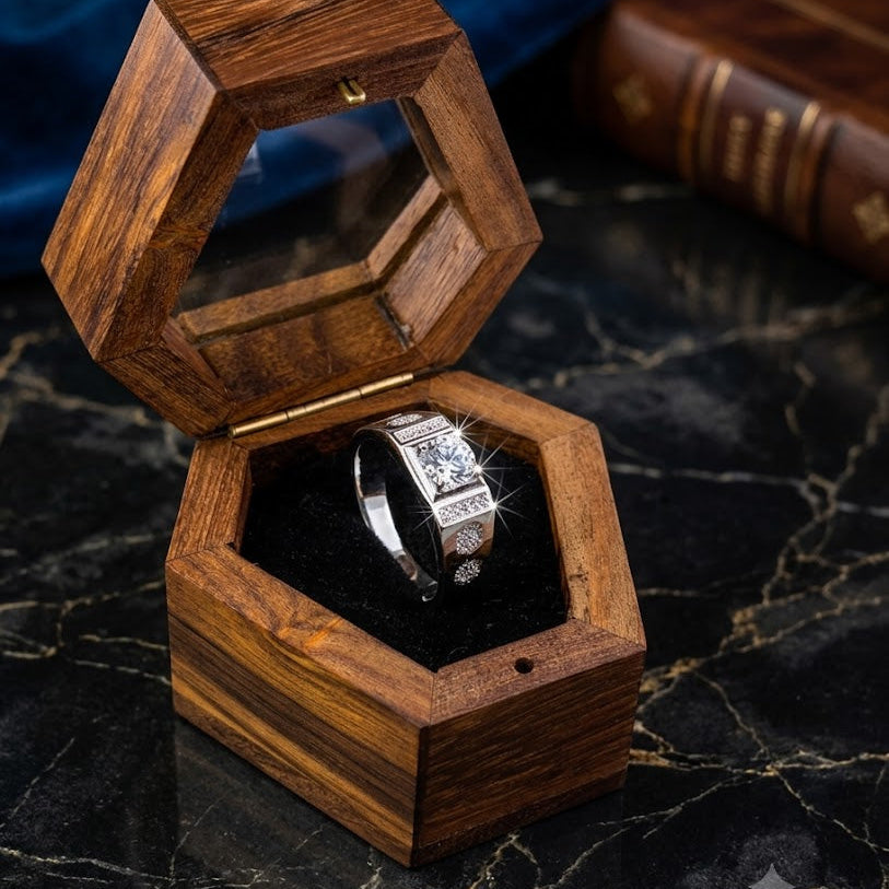 Silver Geometric Cluster Ring For Him