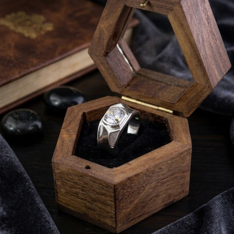 Silver Vector Edge Solitaire Ring For Him