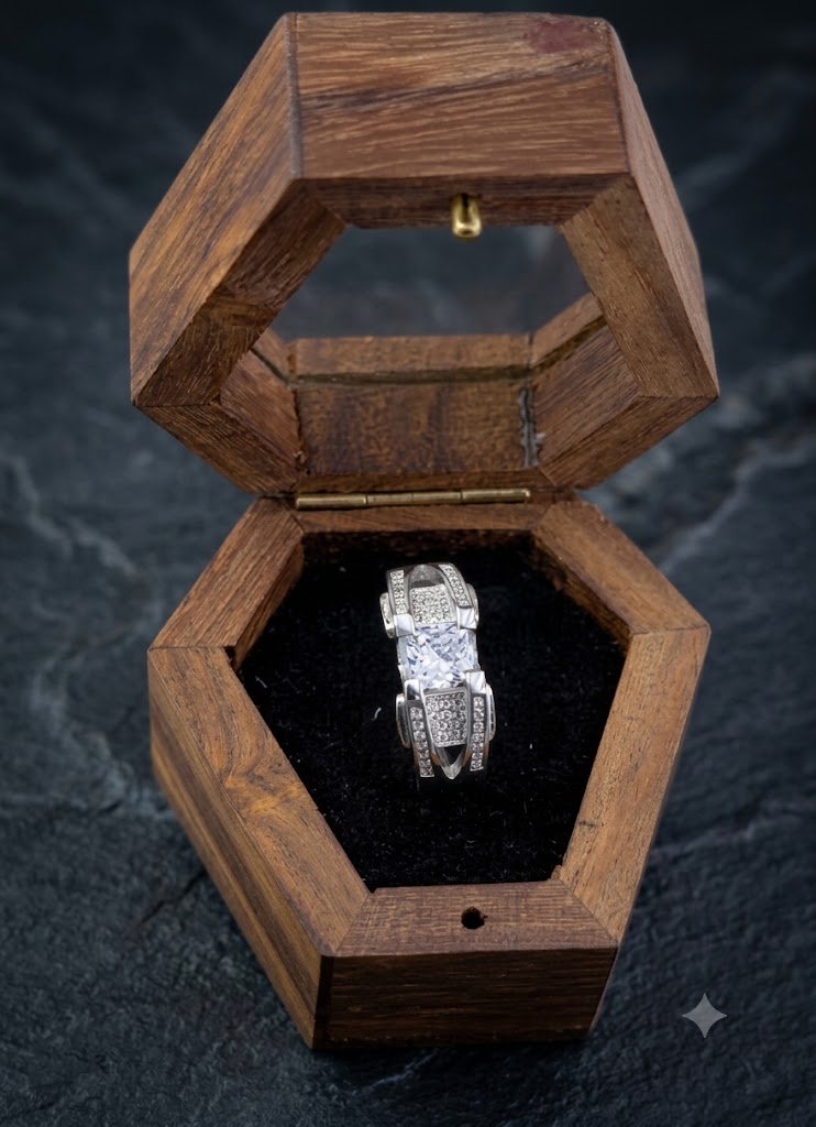 Silver Hexagon Splendor Ring For Him