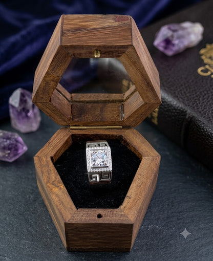 Silver Meander Motif Ring For Him