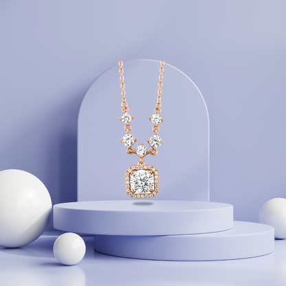 Rose Gold Solitaire Prisma Necklace with Link Chain