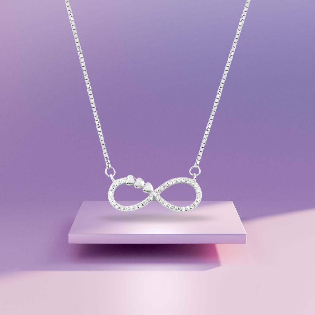 Silver Heart of Infinity Necklace
