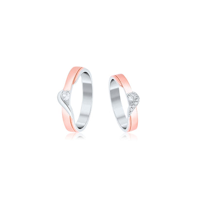 Rose Gold Modern Twist Solitaire Couple Ring