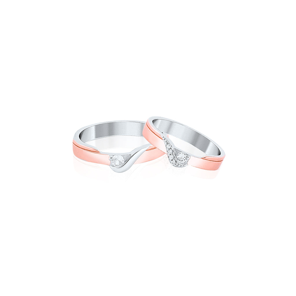 Rose Gold Modern Twist Solitaire Couple Ring