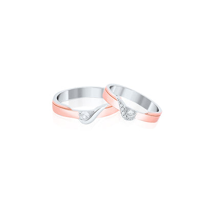 Rose Gold Modern Twist Solitaire Couple Ring