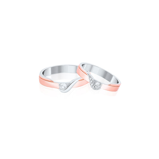 Rose Gold Modern Twist Solitaire Couple Ring