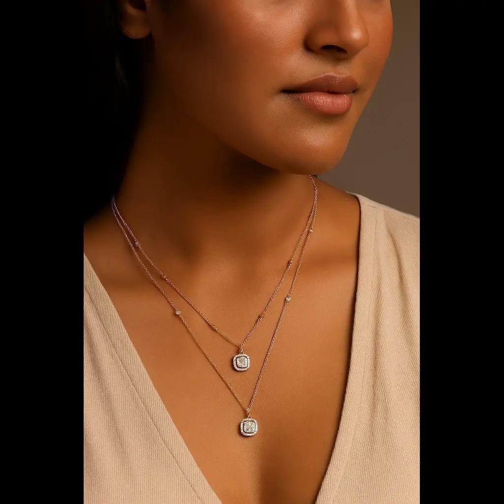 Rose Gold Trinity Glow Necklace with Link Chain