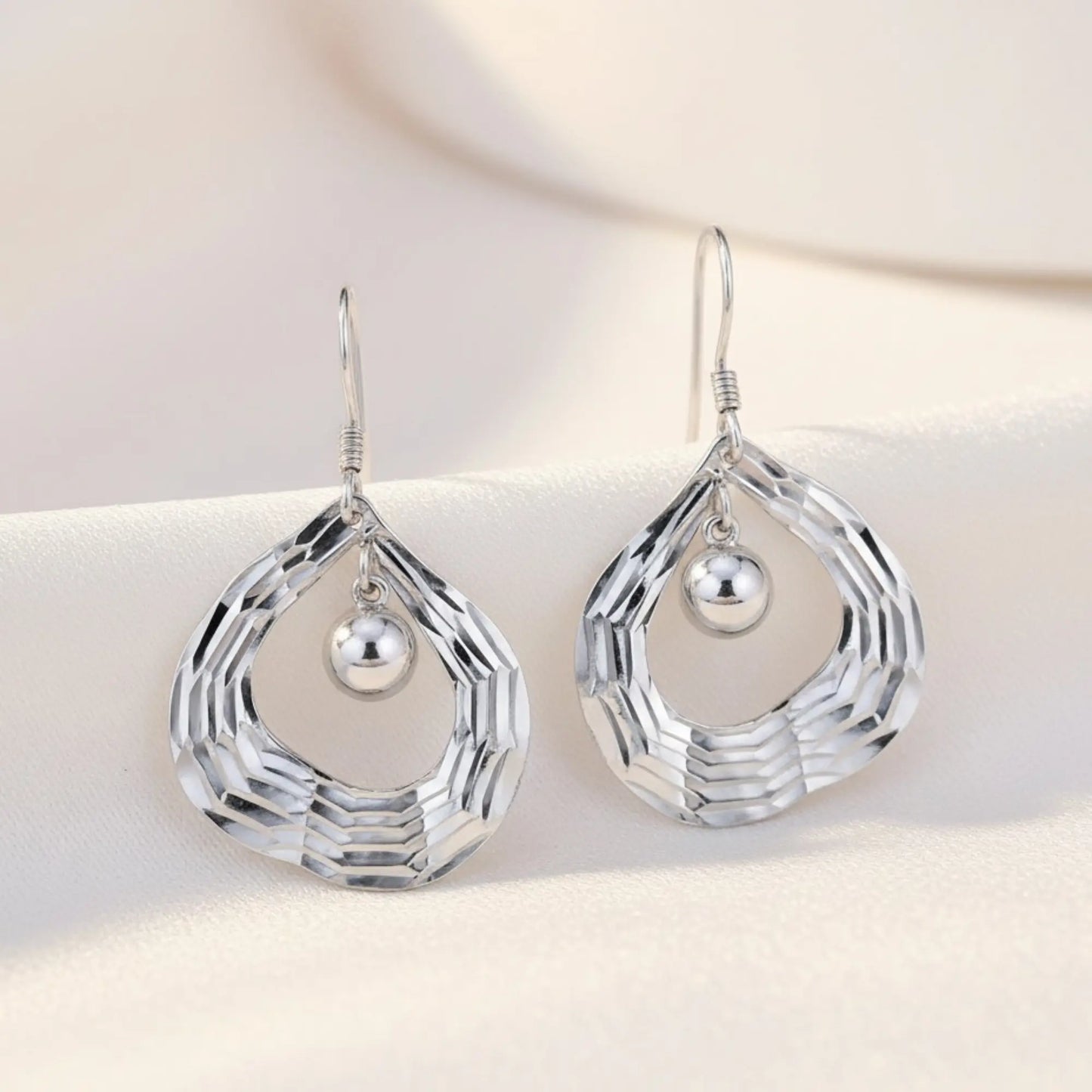 Silver Luna Orb Earrings