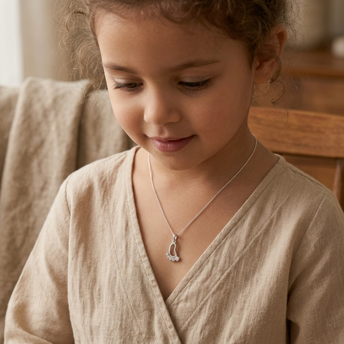 92.5 Silver Baby Footprint Pendant