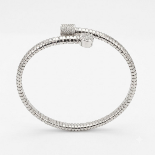 Silver Barrel Snake Chain Adjustable Kada