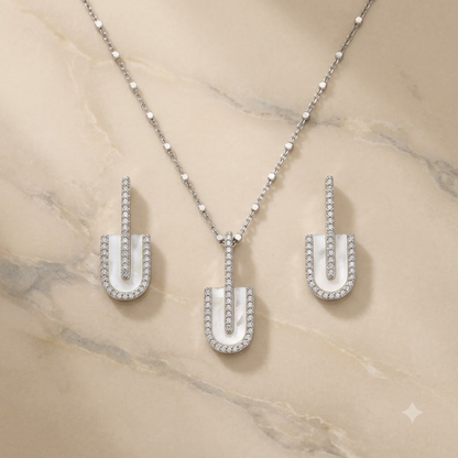 Silver U-Hoop Elegance Pendant Set