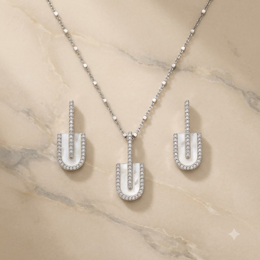 Silver U-Hoop Elegance Pendant Set
