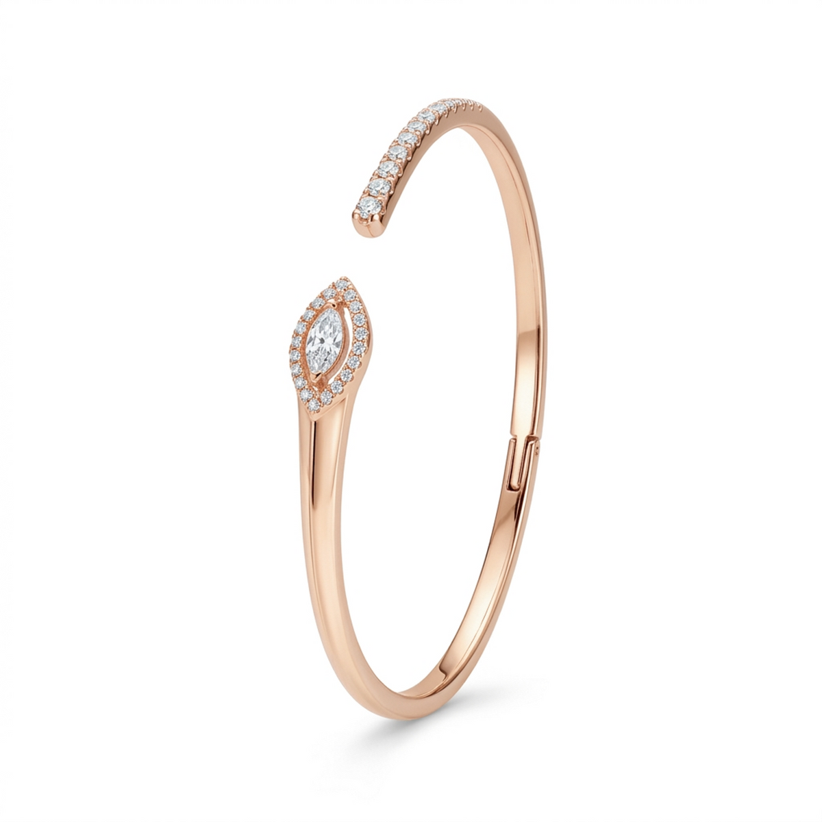 Silver Rose Gold Marquise Halo Adjustable Kada