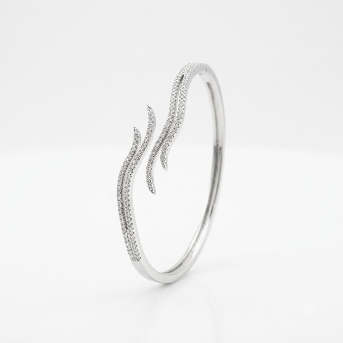 Silver Twin Wave Accent Adjustable Kada