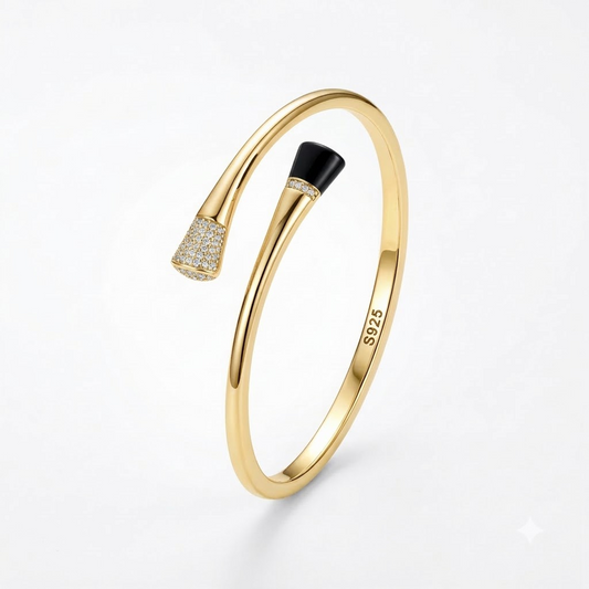 Silver Gold Black Tip Adjustable Kada