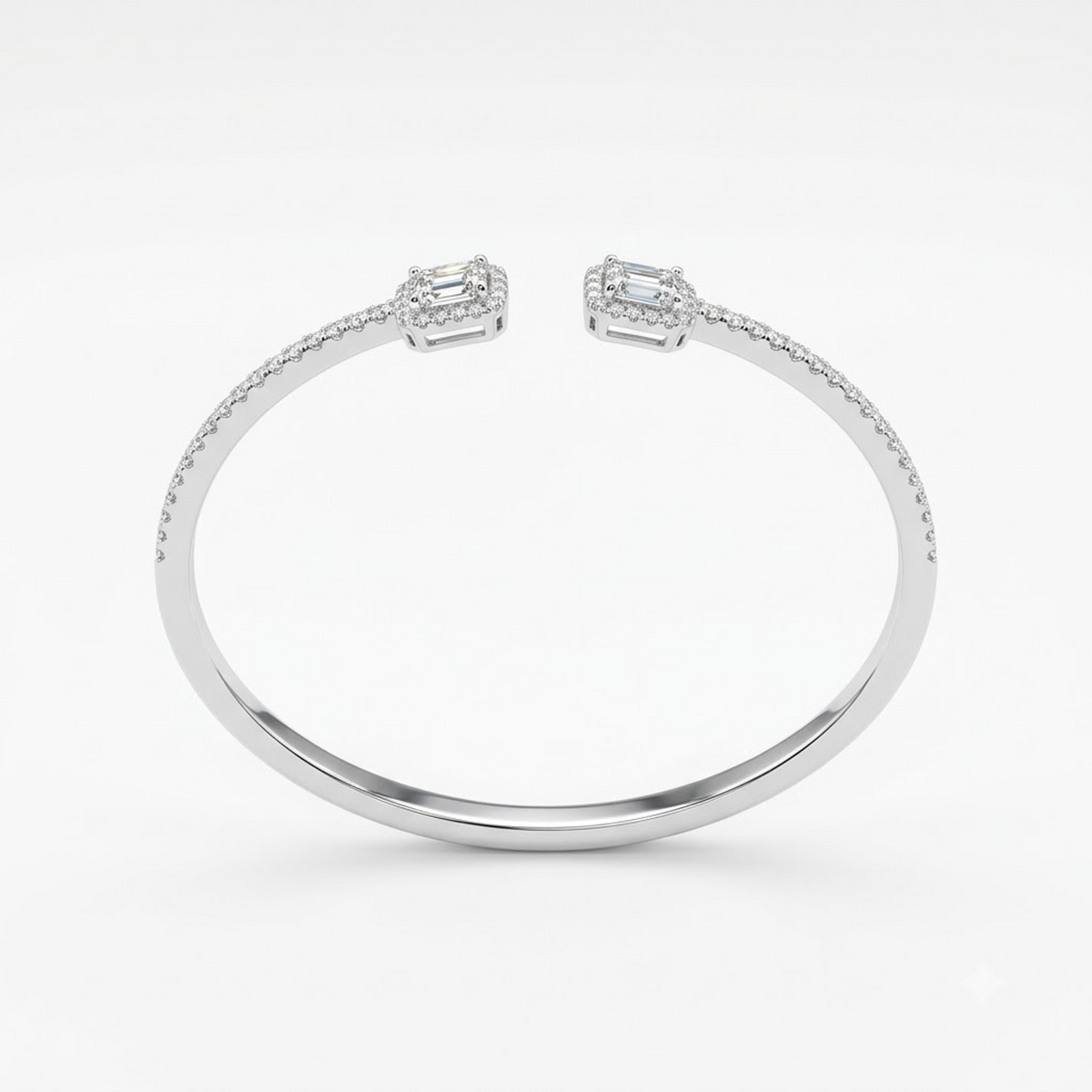 Silver Baguette Square End Adjustable Kada