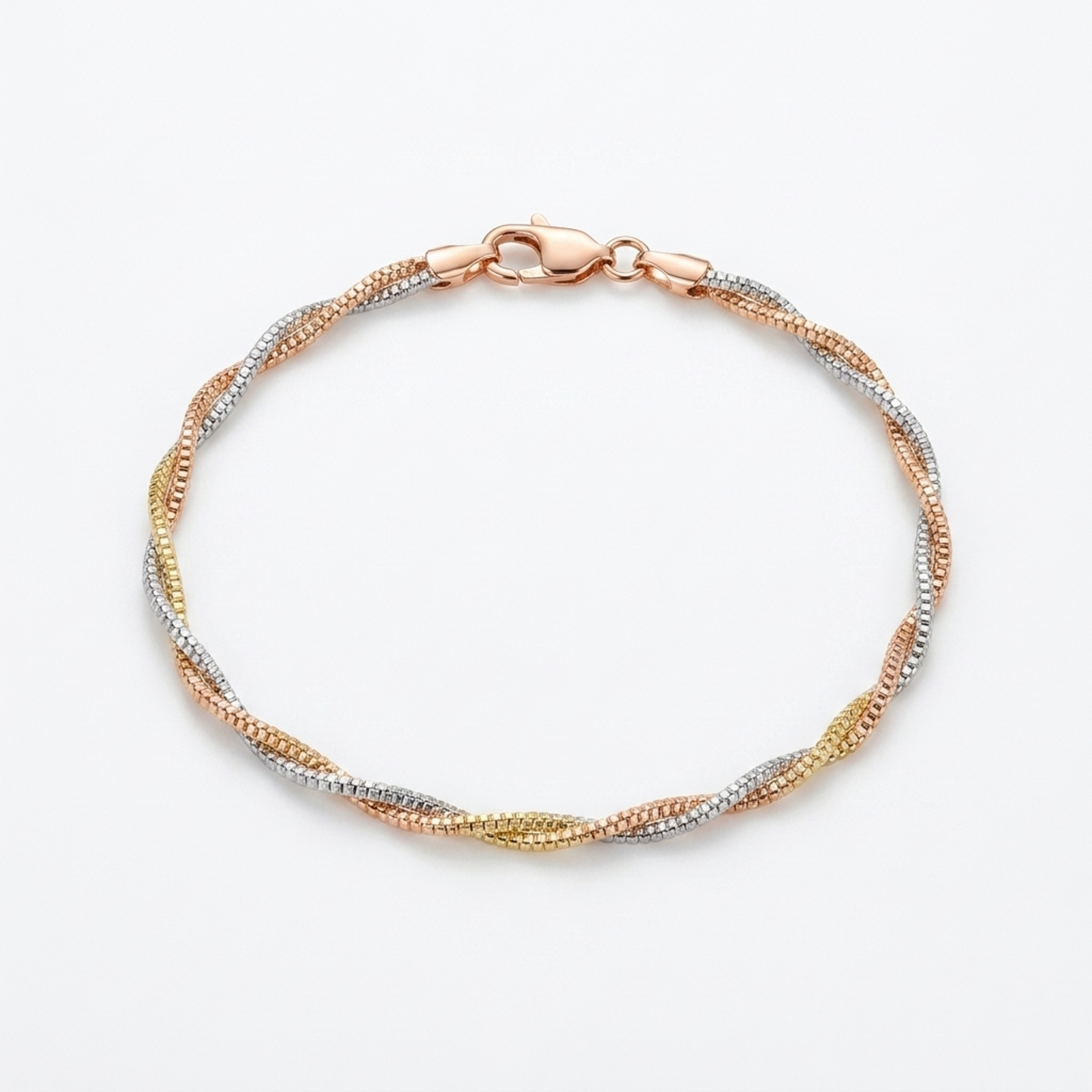 Rose Gold Silver Twisted Bracelet - Image 1