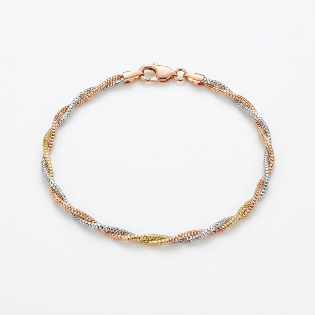 Rose Gold Silver Twisted Bracelet - Image 1