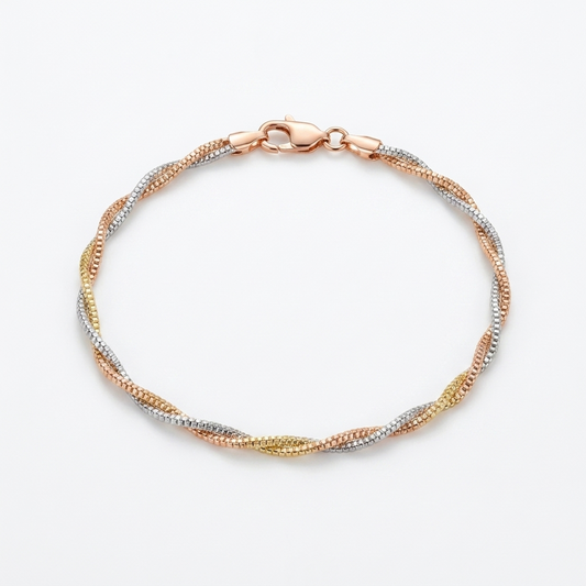 Rose Gold Silver Twisted Bracelet - Image 1