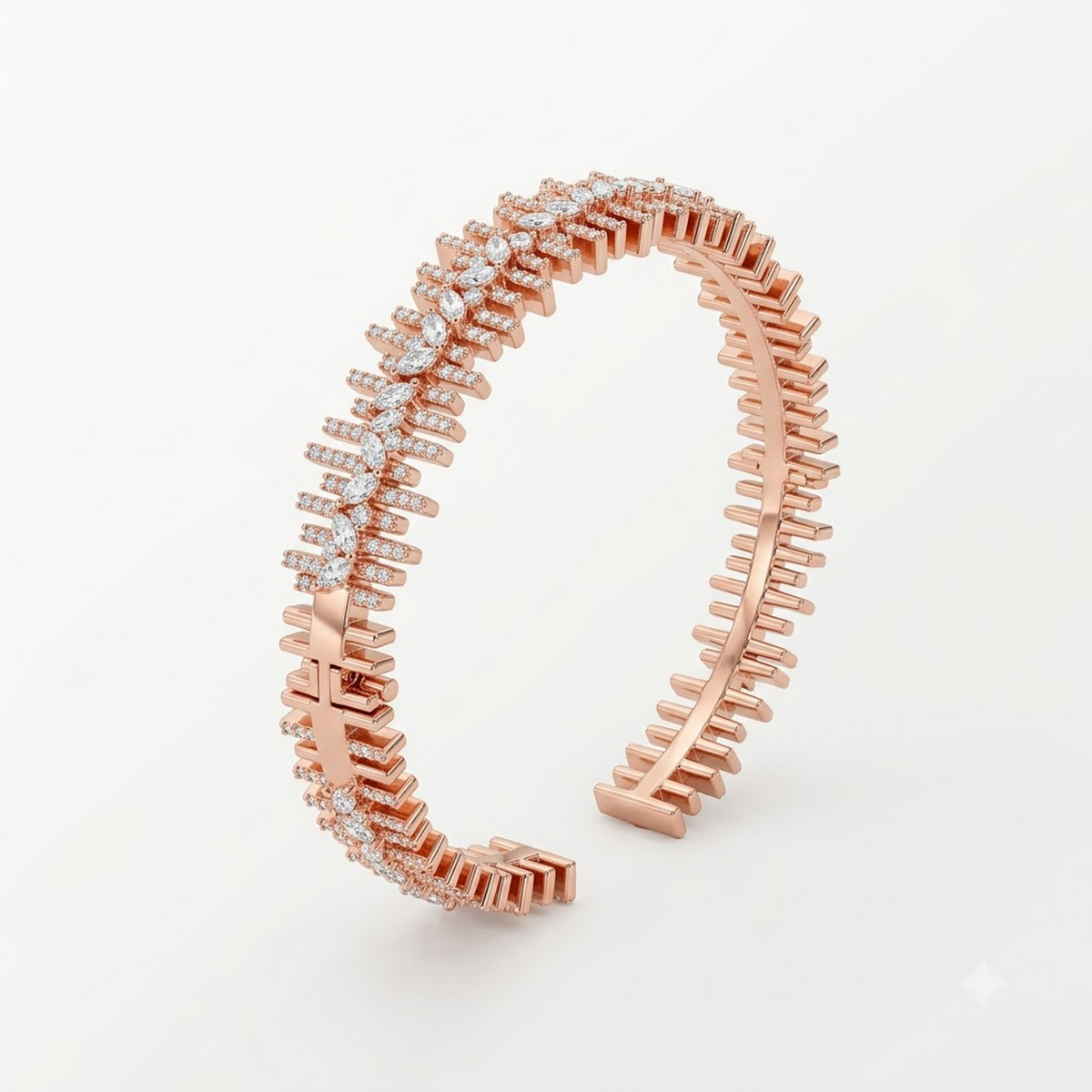 Silver Rose Gold Radiant Link Adjustable Kada