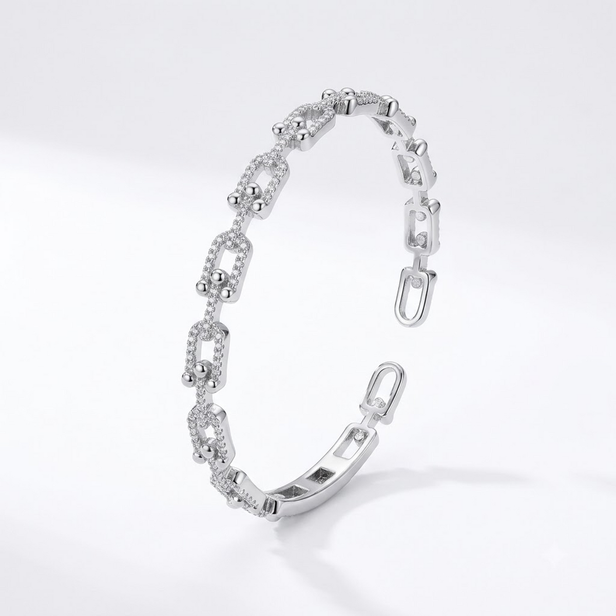Silver Linked Chain Accent Adjustable Kada