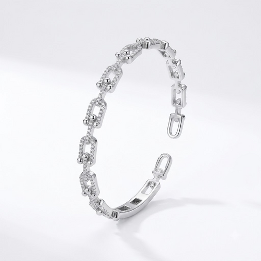 Silver Linked Chain Accent Adjustable Kada
