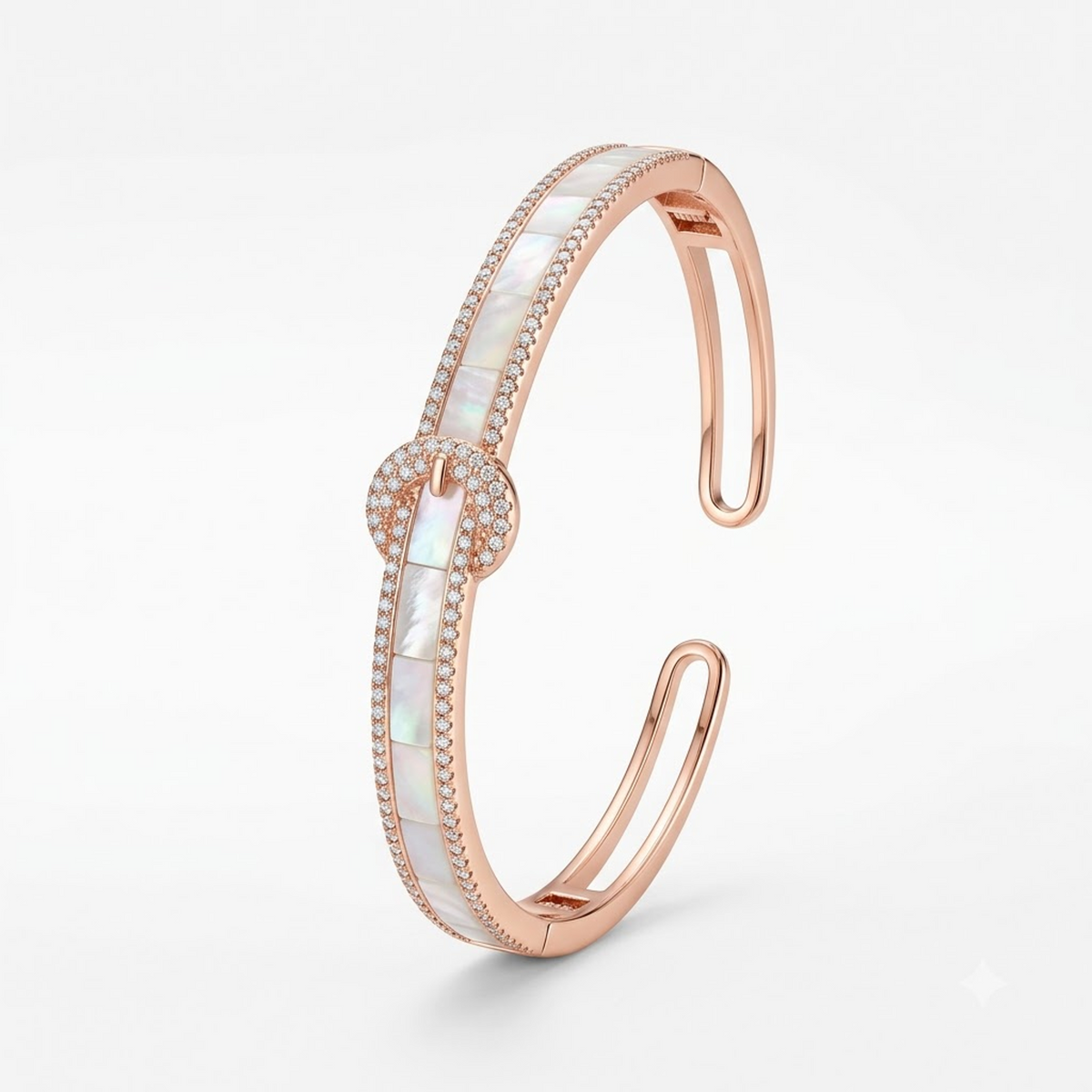 Silver Rose Gold Opal Double Band Adjustable Kada