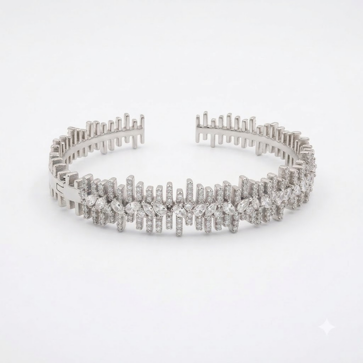 Silver Twin Row Crystal Adjustable Kada