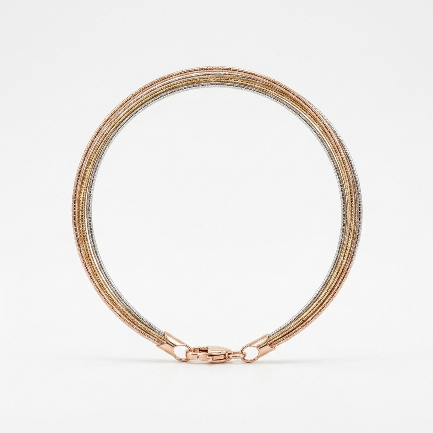 Rose Gold Silver Double Line Bracelet - Image 1