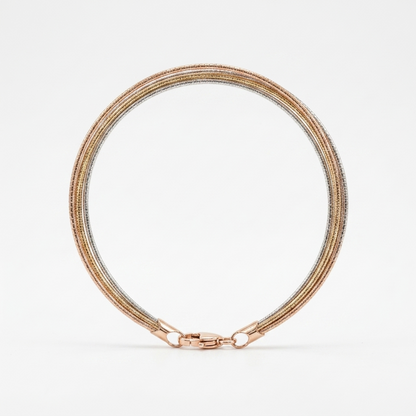 Rose Gold Silver Double Line Bracelet - Image 1