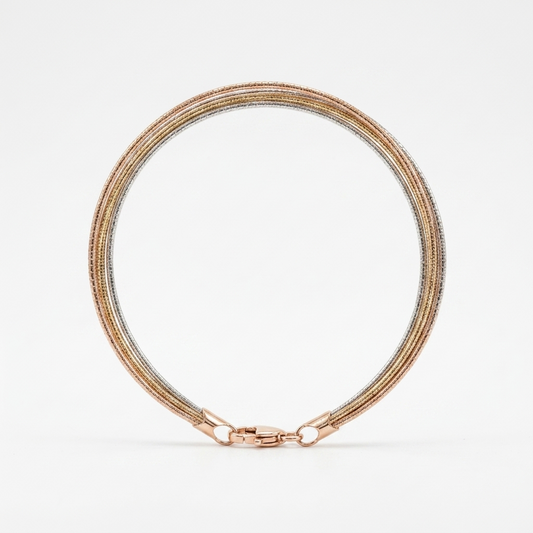 Rose Gold Silver Double Line Bracelet - Image 1