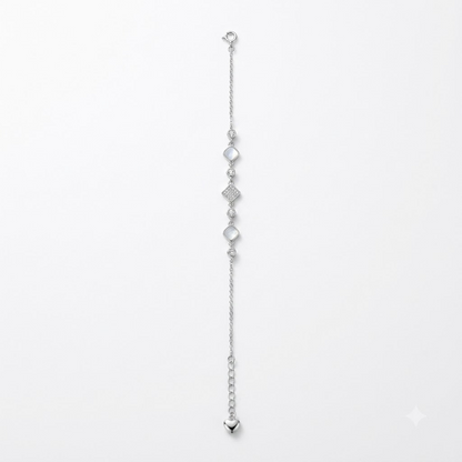 Opal Square & Crystal Link Bracelet