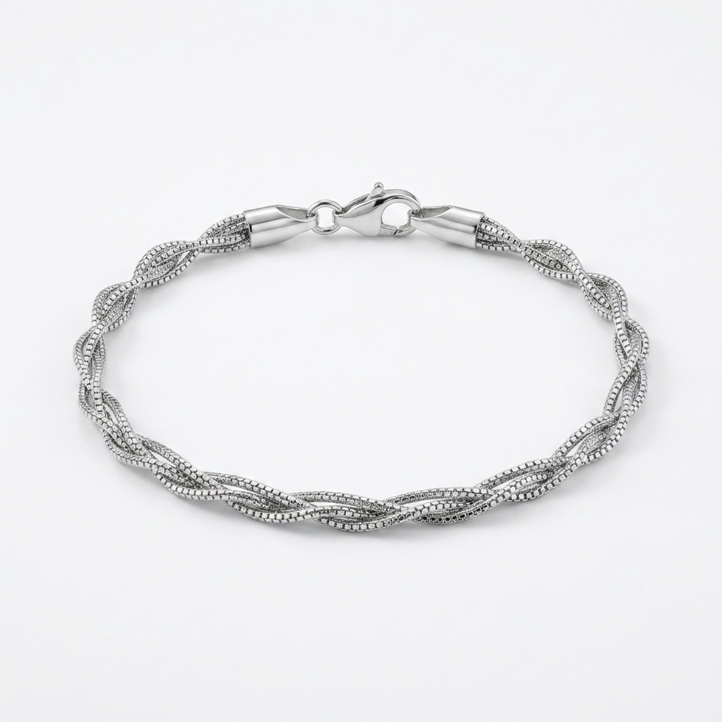 Silver Braided Twist Bracelet - Image 1