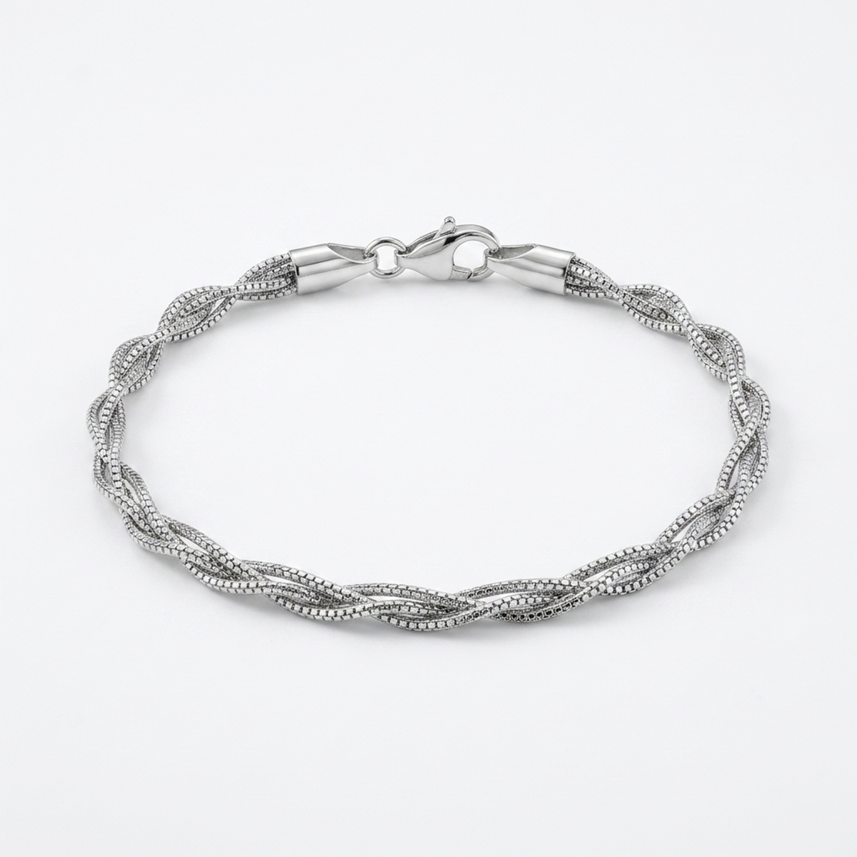 Silver Braided Twist Bracelet - Image 1