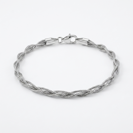 Silver Braided Twist Bracelet - Image 1