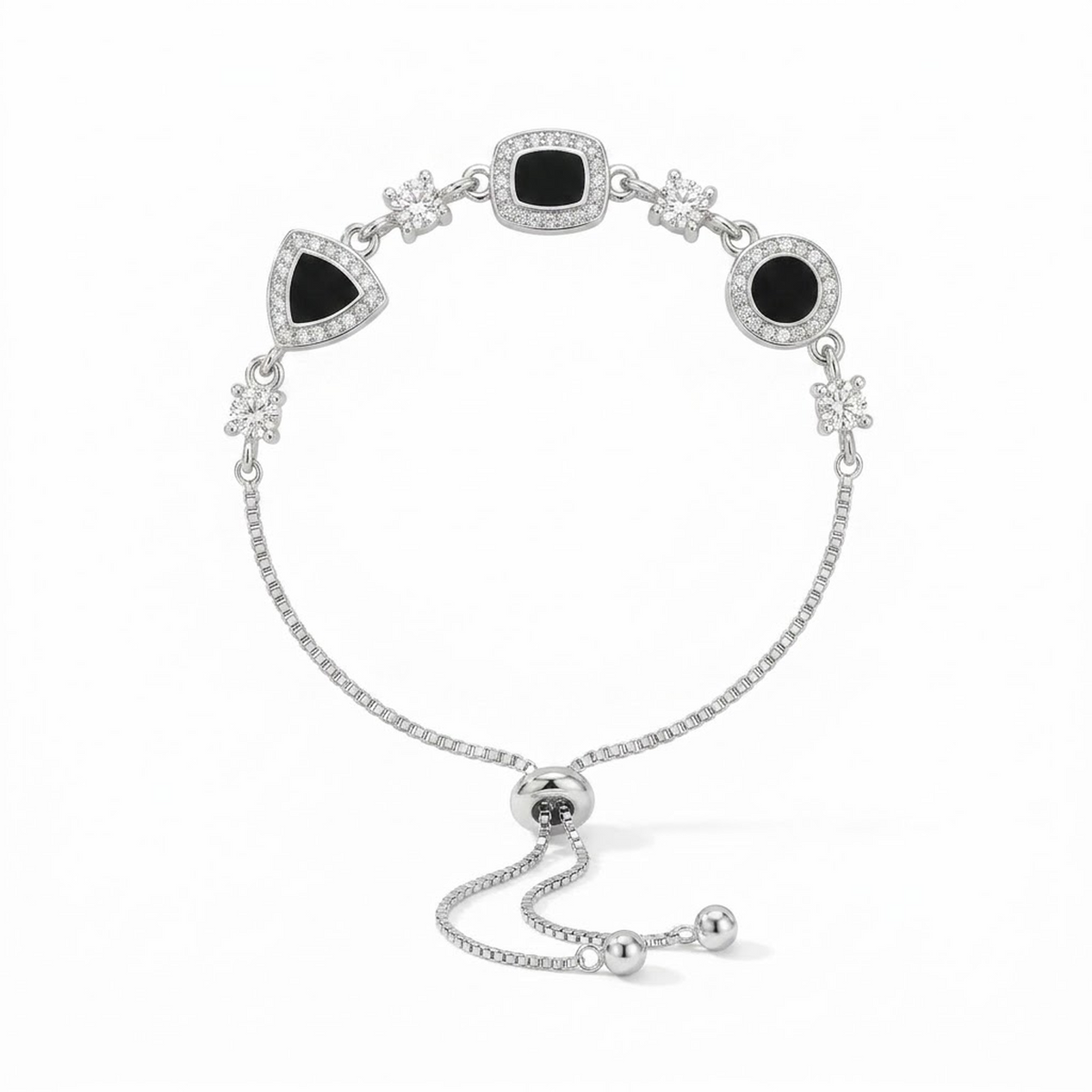 Geometric Oval Triangle Charm Bracelet