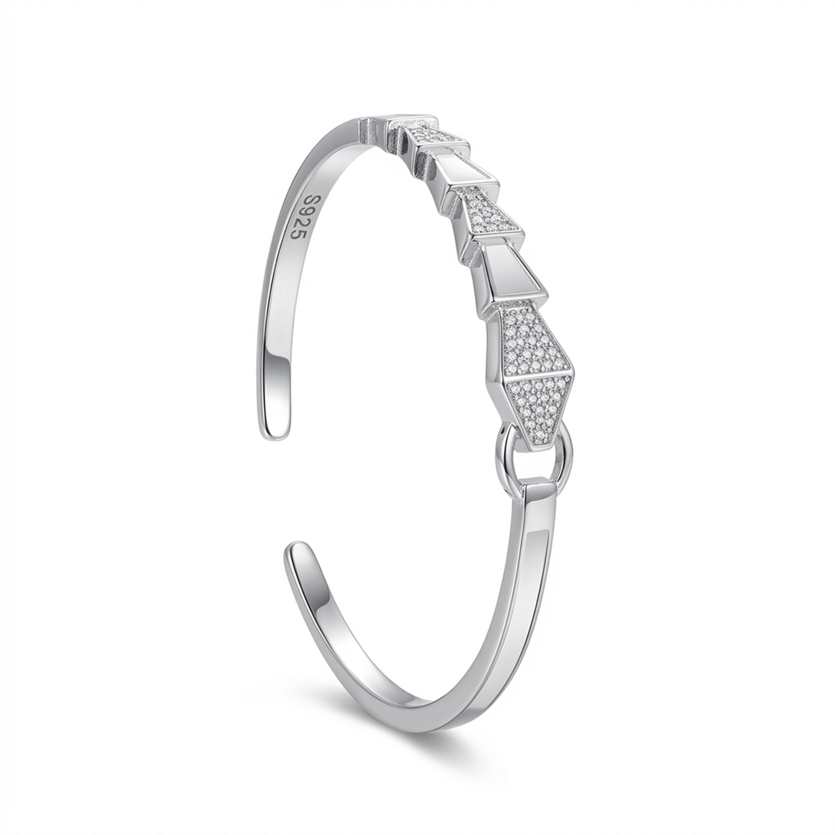 Silver Geometric Chain Accent Adjustable Kada