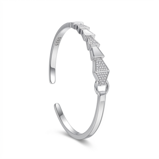 Silver Geometric Chain Accent Adjustable Kada