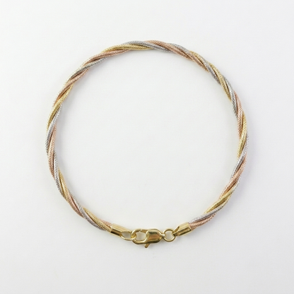 Tri Tone Twisted Rope Bracelet - Image 1